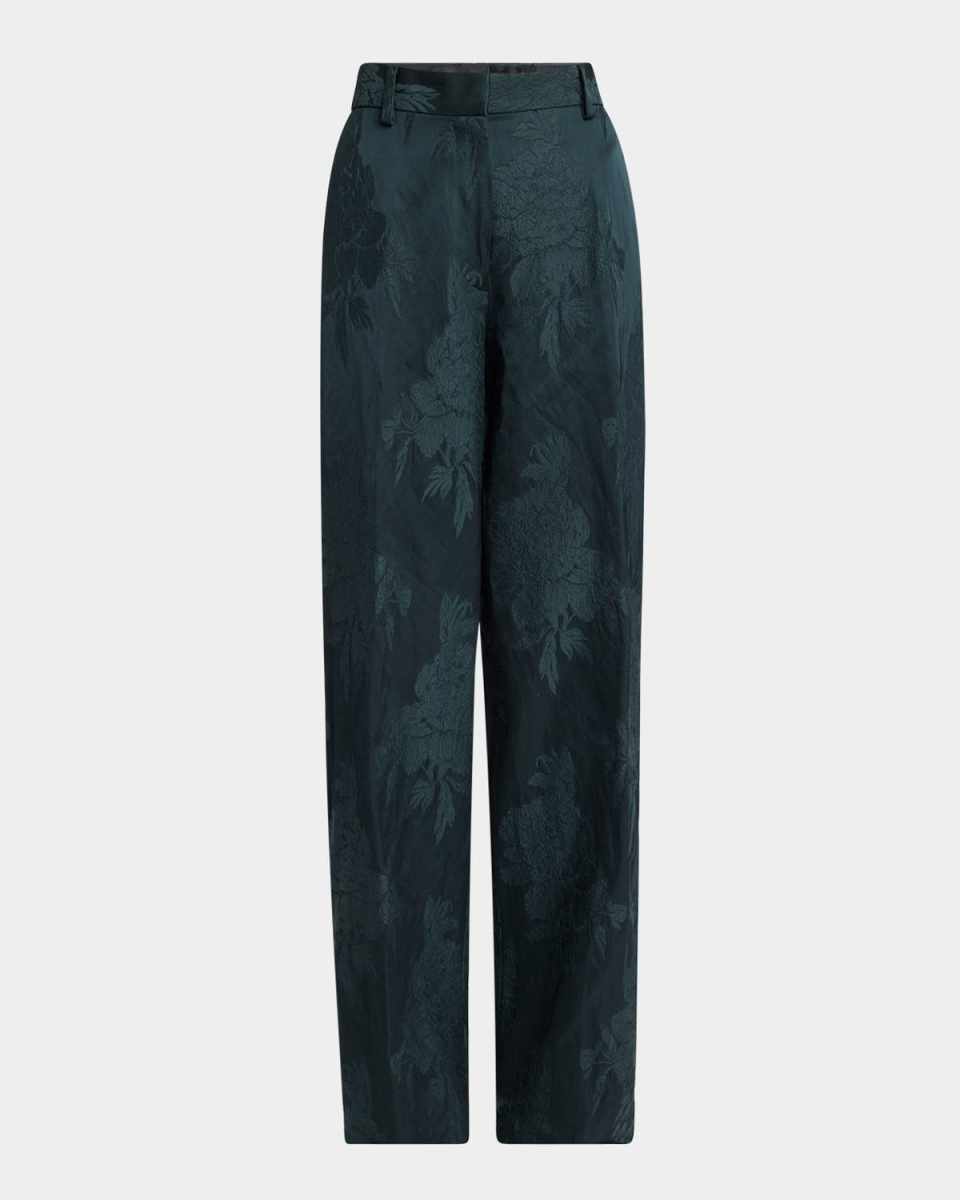 Paxy Floral Jacquard Metallic Pants